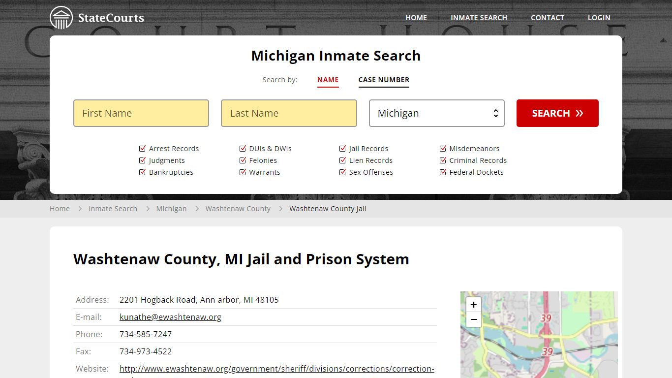 Washtenaw County Jail Inmate Records Search, Michigan - StateCourts
