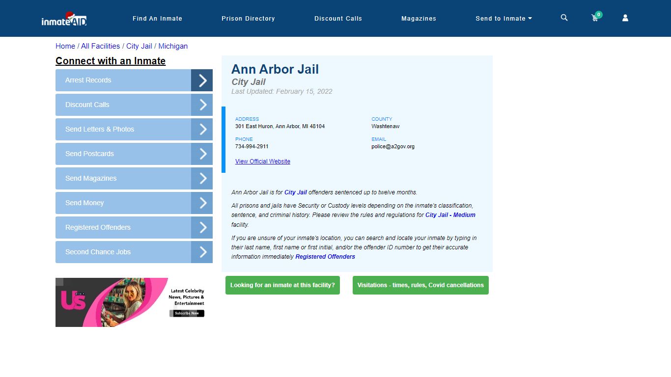 Ann Arbor Jail | Inmate Locator